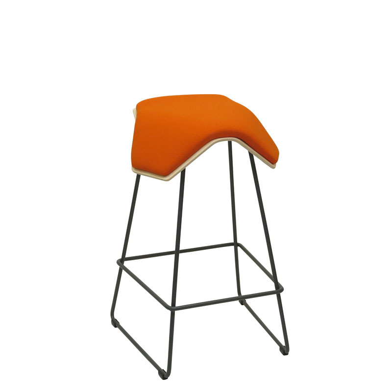 saddle, ergonomic, chair, bar stool, wood, design, finnish, furniture, school - myKolme Iloa one bar birch orange fame