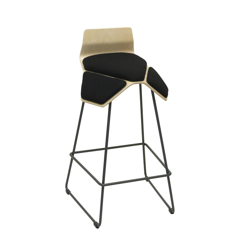 saddle, ergonomic, chair, bar stool, wood, design, finnish, furniture, school - myKolme Iloa smile bar birch black fame