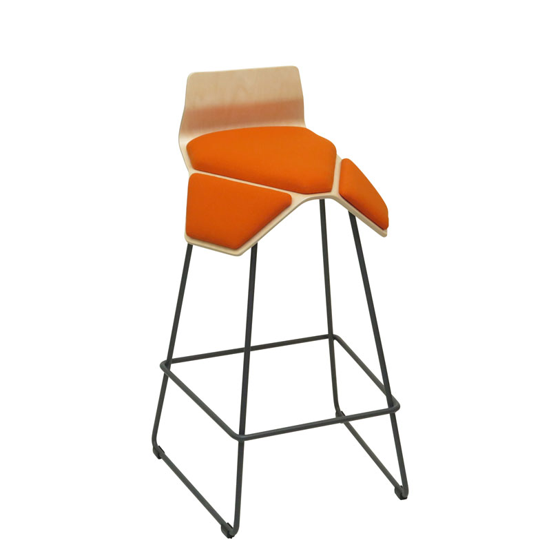 saddle, ergonomic, chair, bar stool, wood, design, finnish, furniture, school - myKolme Iloa smile bar birch orange fame