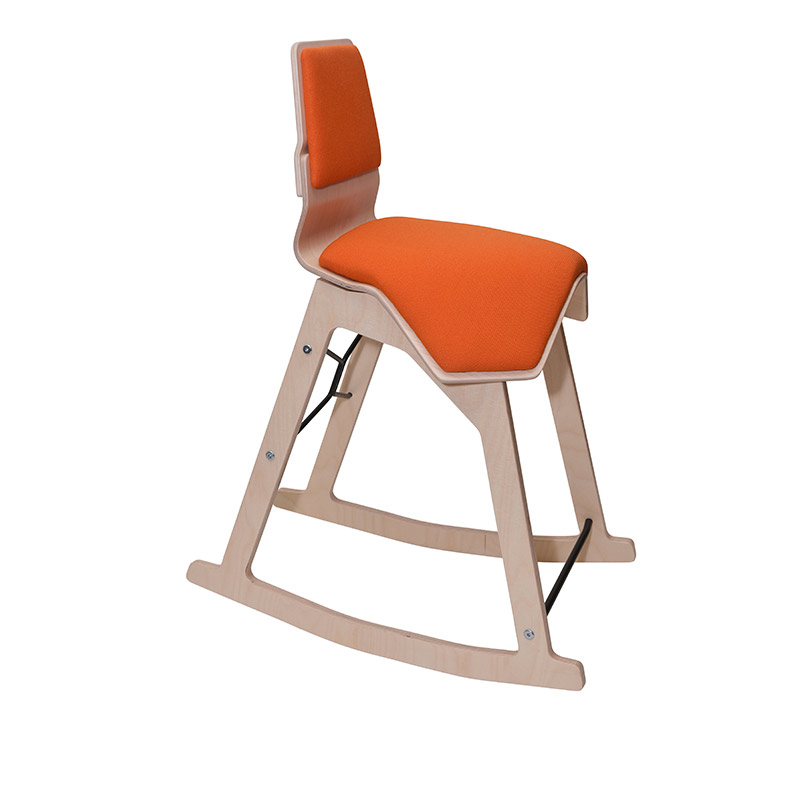 saddle, ergonomic, chair, stool, wood, design, finnish, furniture, school - myKolme Liiku swing orange